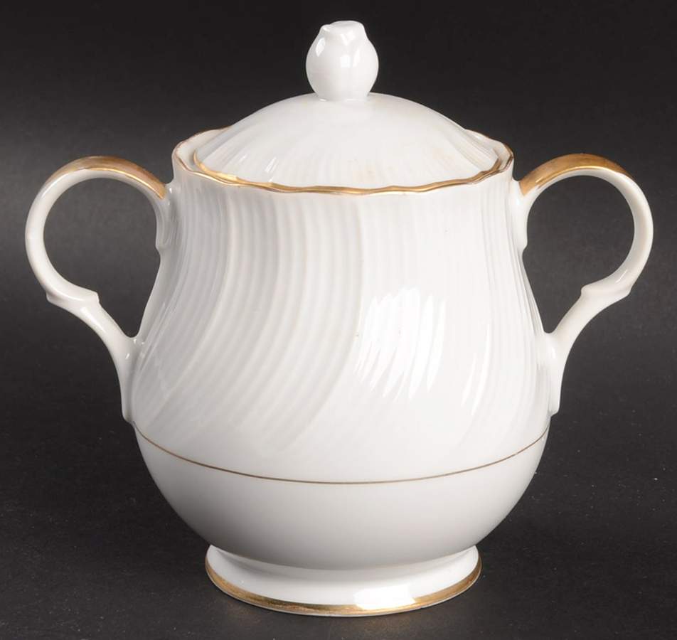 Golden Swirl Sugar Bowl & Lid by Seyei Toki Co-1