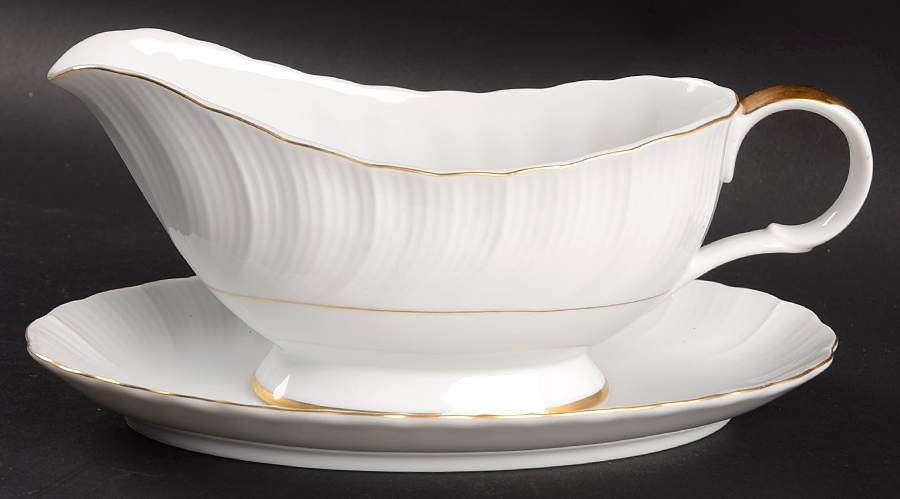 Golden Swirl Gravy Boat & Underplate/Relish by Seyei Toki Co-1