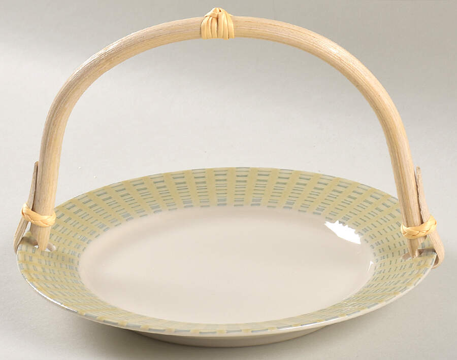 Moss Green 5 3/8"-5 5/8" Bamboo Handled Serving Plate  HC by Studio Nova-1