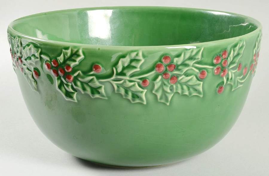 Holly & Berries 10" Large Salad Serving Bowl by Sonoma Home-1