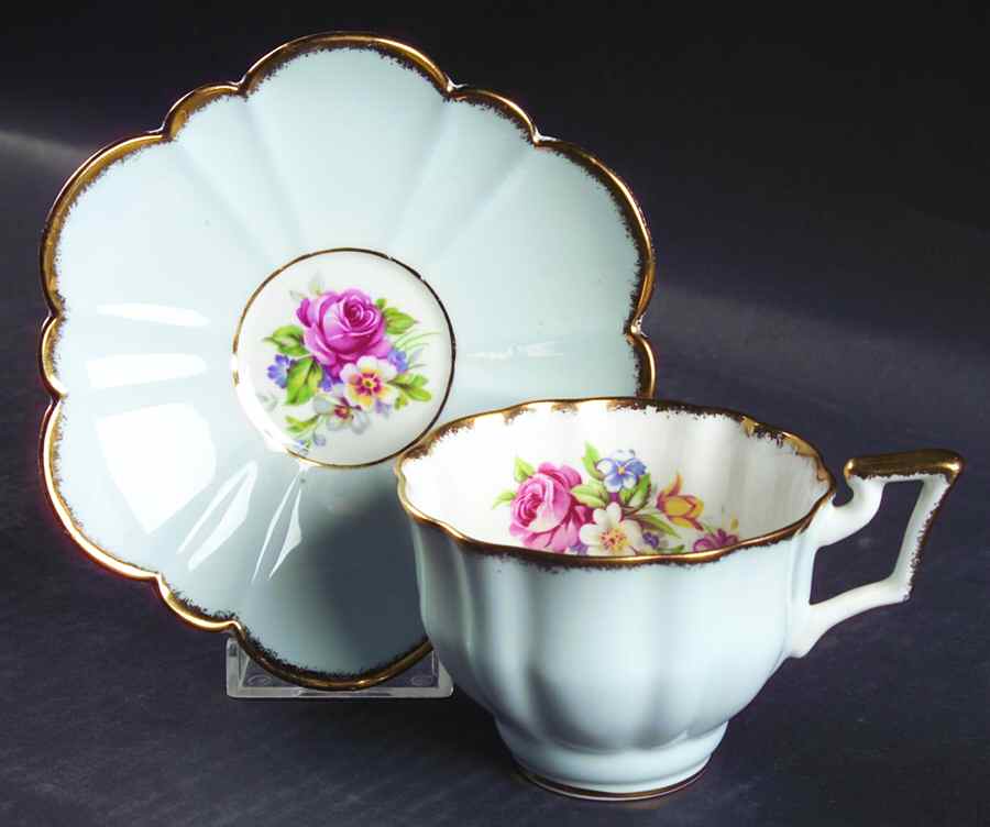 2266 (Blue) Footed Cup & Saucer Set by Salisbury-1