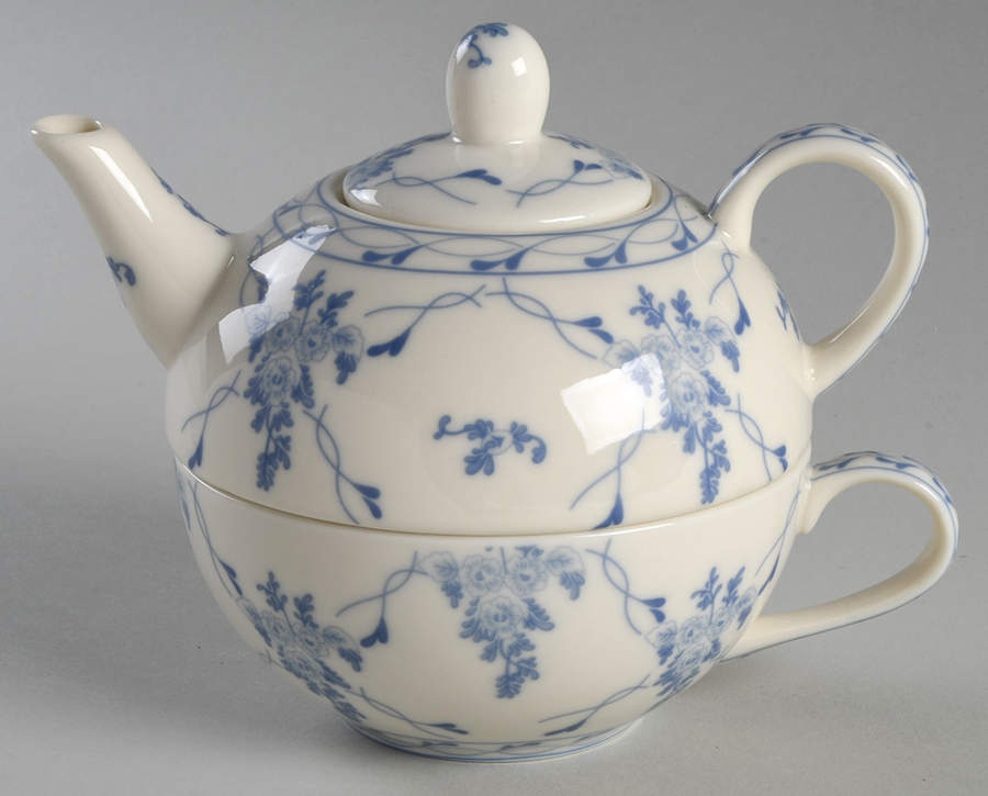 Rose Brocade Individual Teapot & Lid with Cup by Skye Mcghie-1