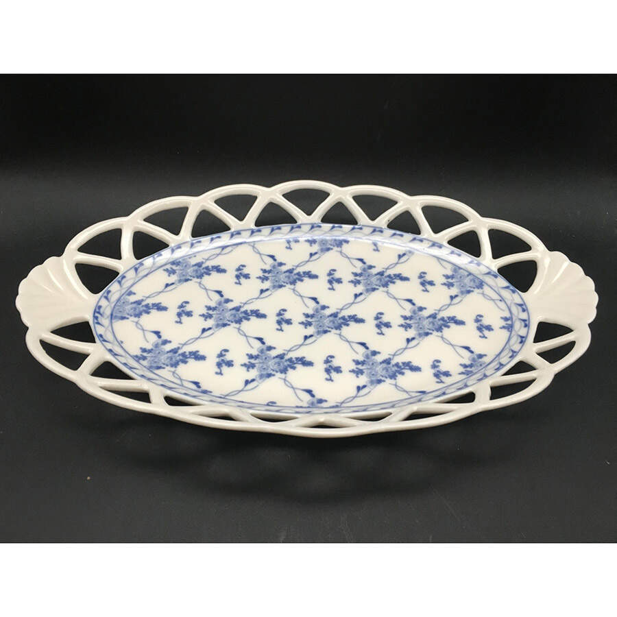 Rose Brocade 13" Oval Pierced Serving Platter by Skye Mcghie-1