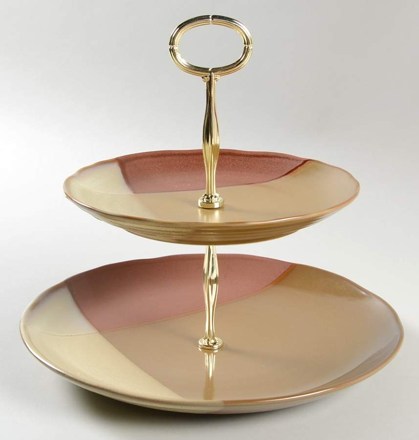 Gold Dust Sienna 6 5/8"-10"  2 Tiered Serving Tray (Dp, Sp) HC by Sango-1