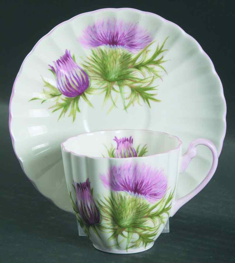 Thistle (Ludlow Purple Pink) Flat Demitasse Cup & Saucer Set by Shelley-1