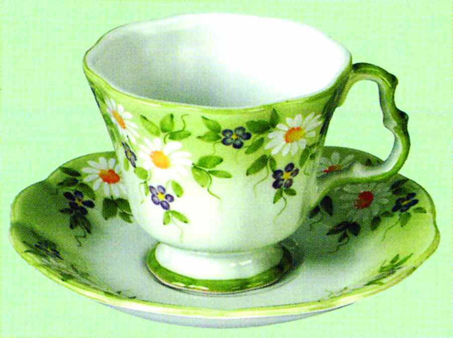 Daisies Footed Cup & Saucer Set by Sadek-1
