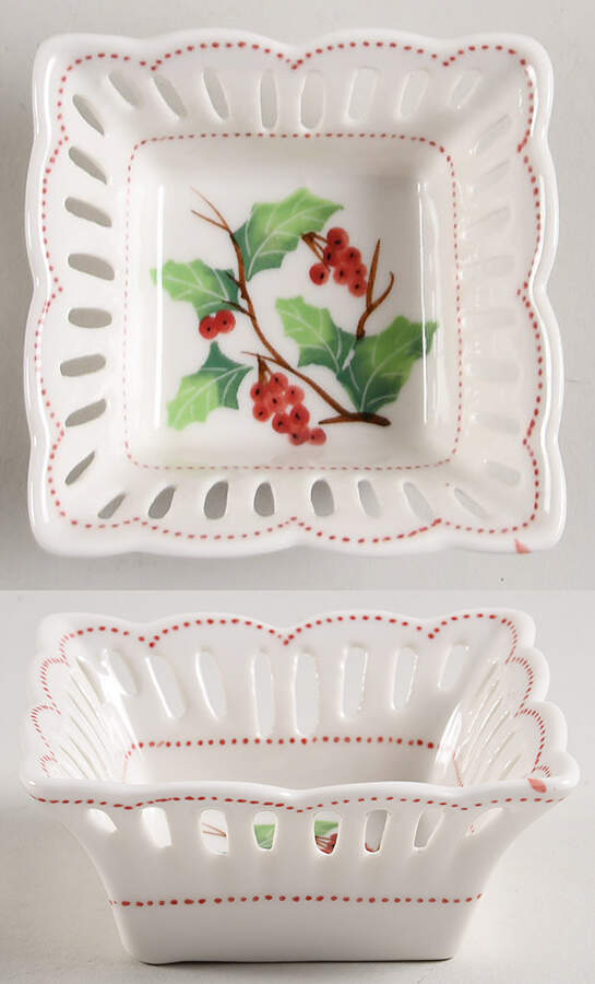 Holly Berries Pierced Square Dish by Sadek-1