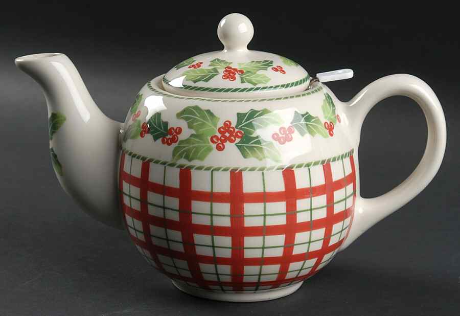Holly Berries Teapot & Lid with Strainer by Sadek-1
