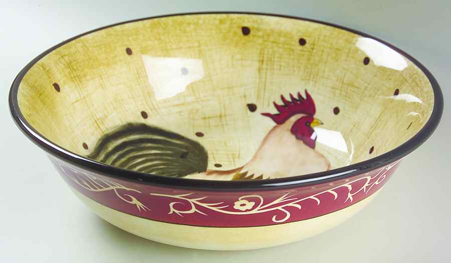 Farmhouse Rooster 11" Large Salad Serving Bowl by Sakura-1