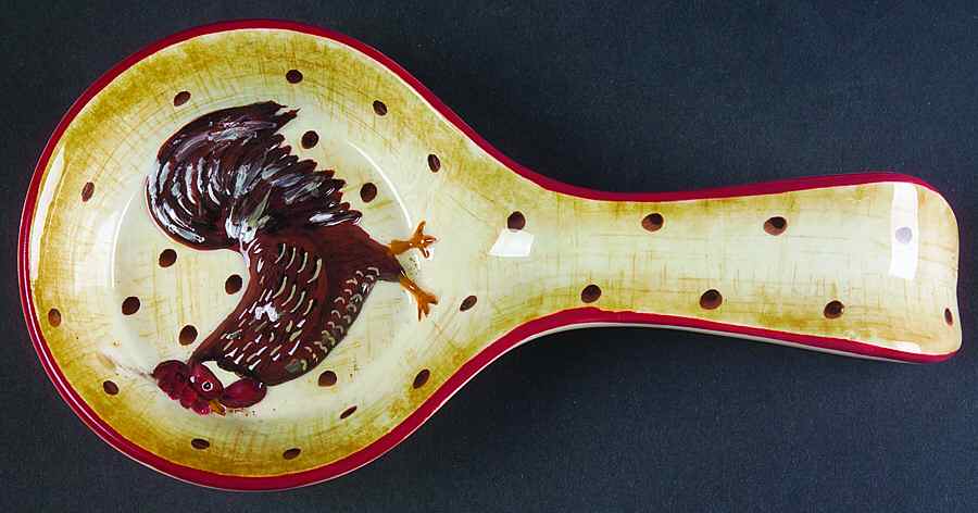 Farmhouse Rooster Spoon Rest/Holder (Holds 1 Spoon) by Sakura-1