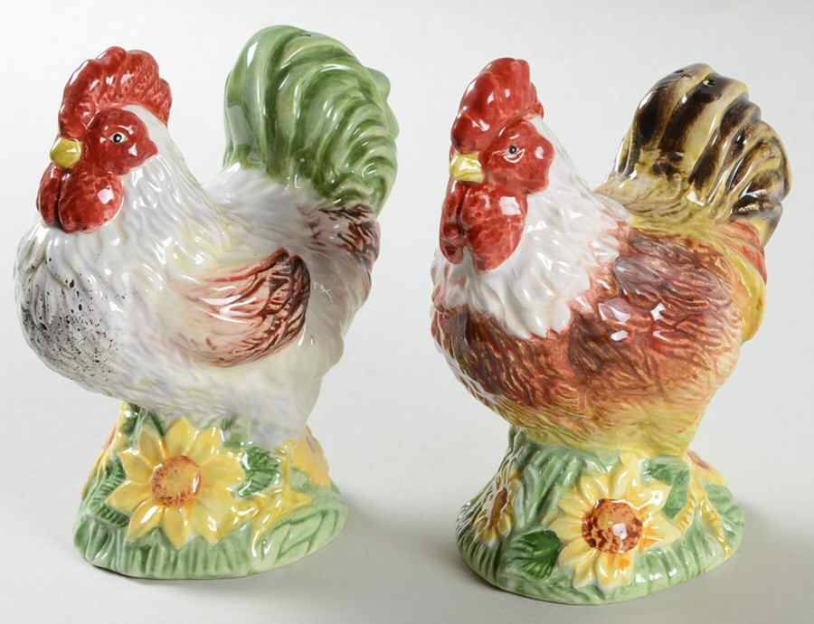 Chanticleer Figural Salt and Pepper for Napkin Holder by Sakura-1