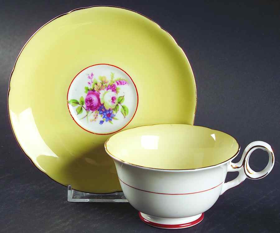 Hulmes Rose  Yellow Footed Cup & Saucer Set by Shelley-1