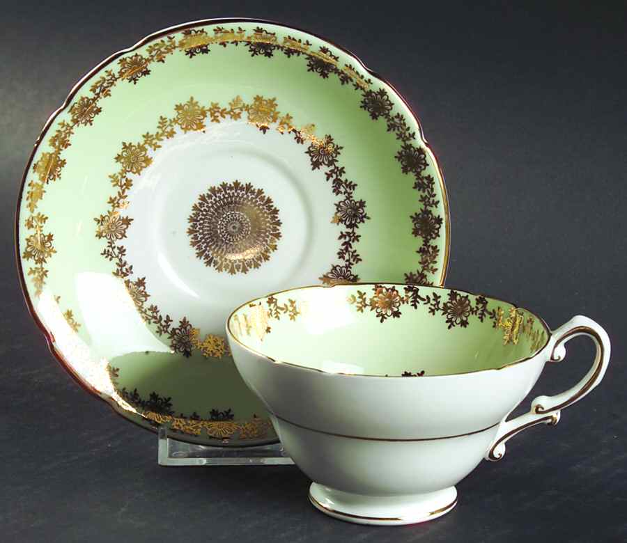 415-11 Green Footed Cup & Saucer Set by Stanley China (ENG)-1