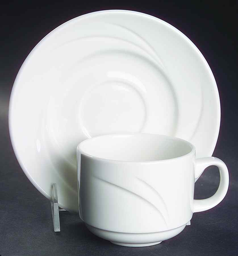 White Monte Carlo Flat Cup & Saucer Set by Steelite-1