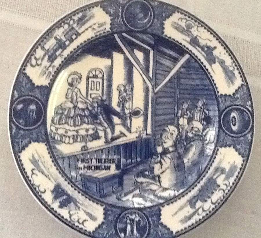 Historical Scenes of Early Detroit Blue Dinner Plate by Spode-1