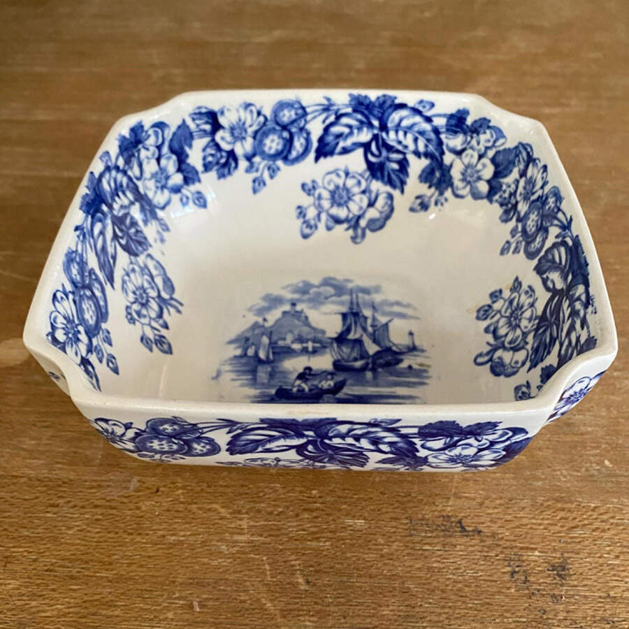 Old Salem (Blue Room Collection) 5" Square Dish by Spode-1