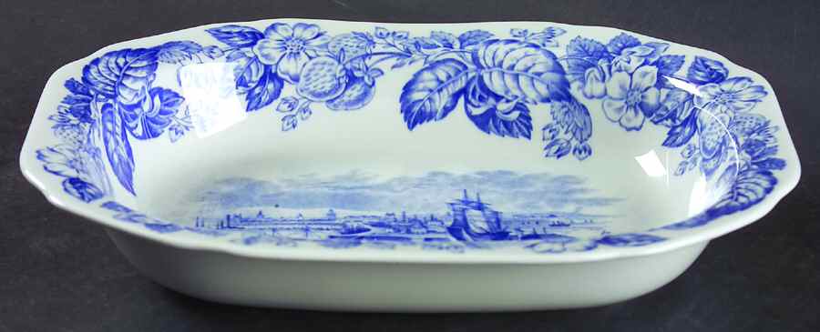 Old Salem (Blue Room Collection) 9" Oval Vegetable Bowl by Spode-1