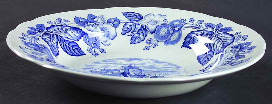 Old Salem (Blue Room Collection) Large Rim Soup Bowl by Spode-1