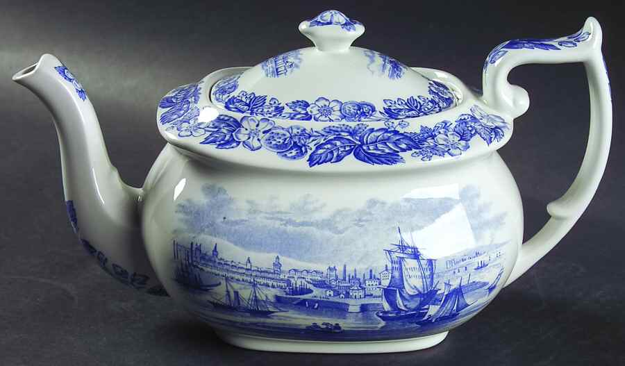 Old Salem (Blue Room Collection) Teapot & Lid by Spode-1