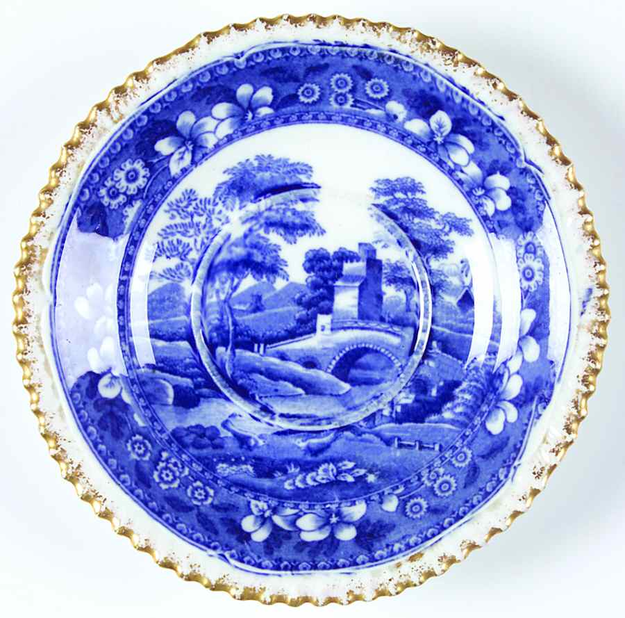 Tower Blue (Gold Trim, Gadroon) Saucer by Spode-1