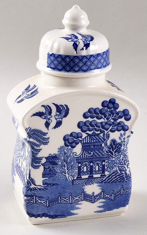 Blue Willow (Smooth, No Trim) Medium Ginger Jar & Lid by Sadler-1