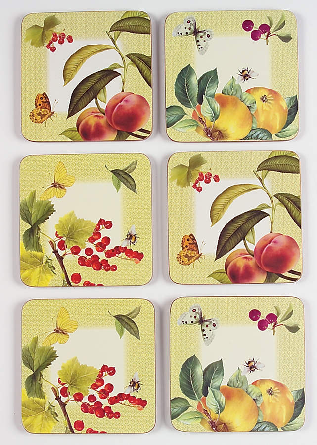 Fruit Haven Square Corkback Coaster - Set of 6 by Spode-1