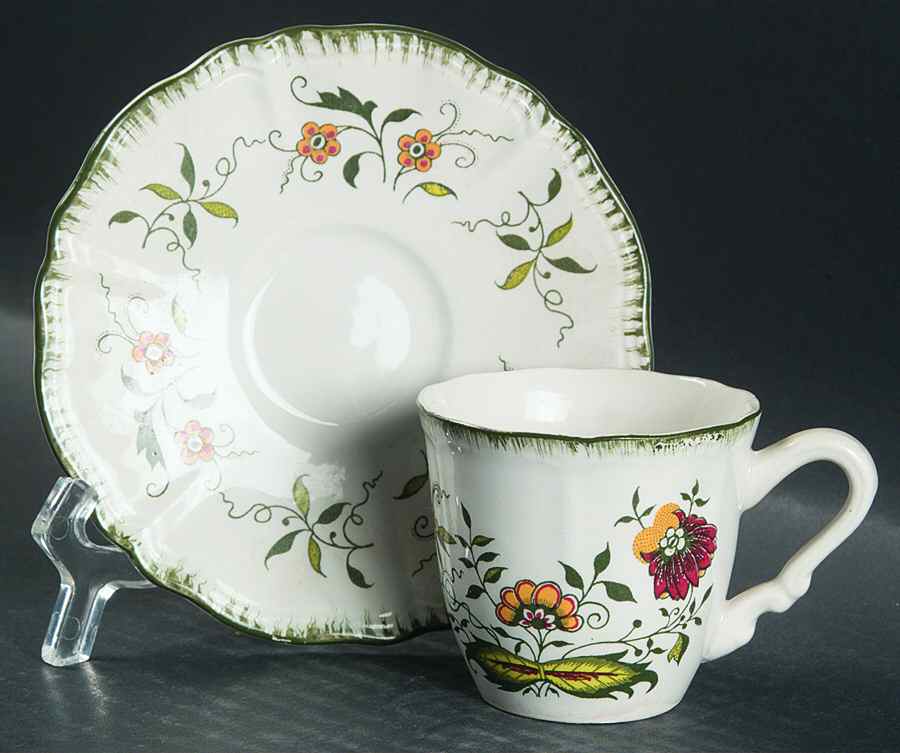 Clarence Flat Demitasse Cup & Saucer Set by Sarreguemines-1