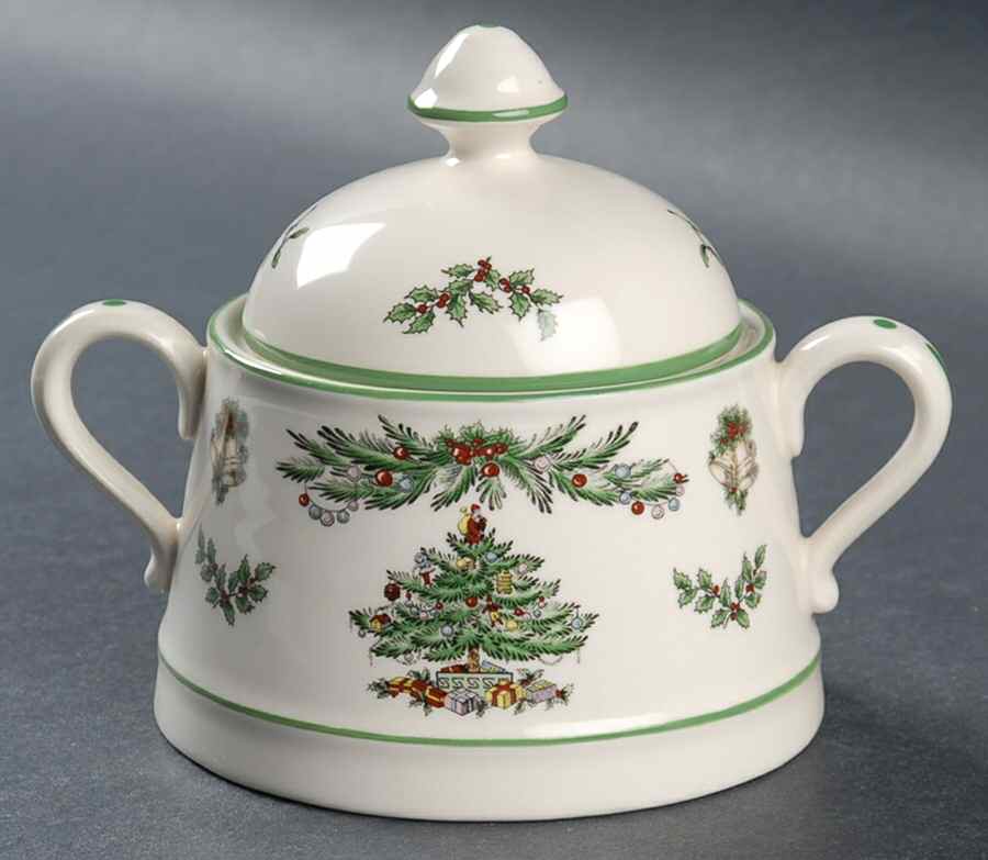 Christmas Tree Garland Sugar Bowl & Lid by Spode-1