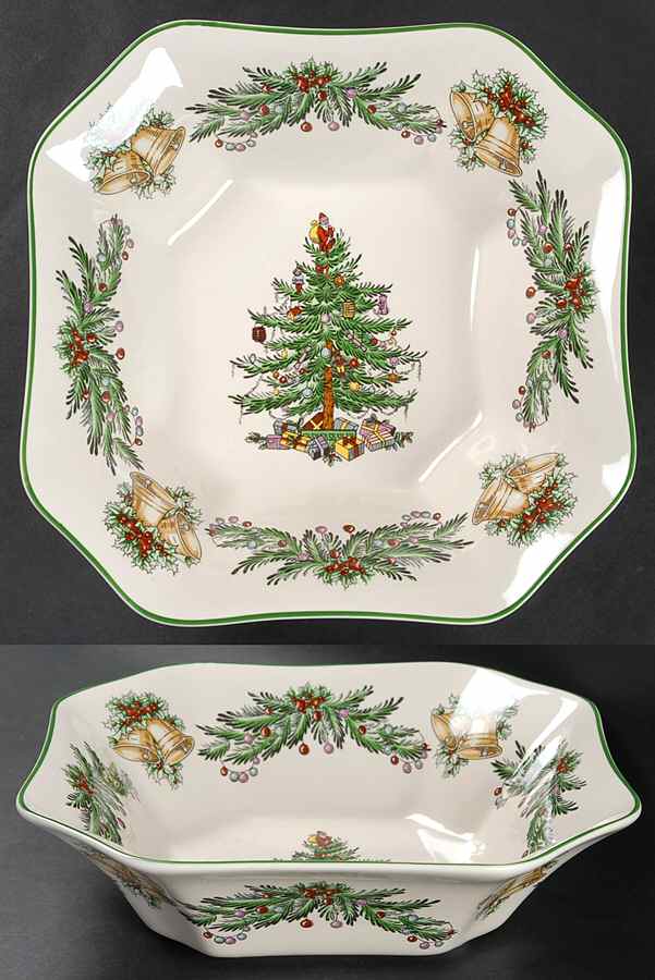 Christmas Tree Garland 9" Square Salad Serving Bowl by Spode-1