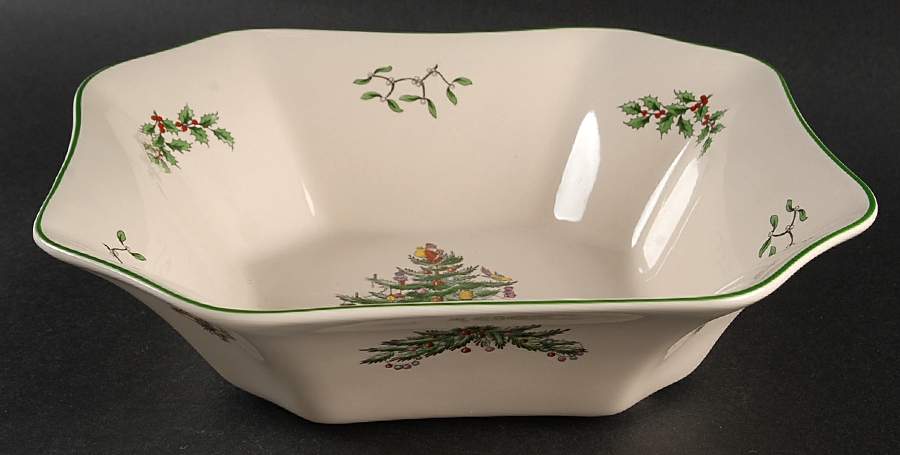 Christmas Tree Garland 9" Square Serving Bowl by Spode-1
