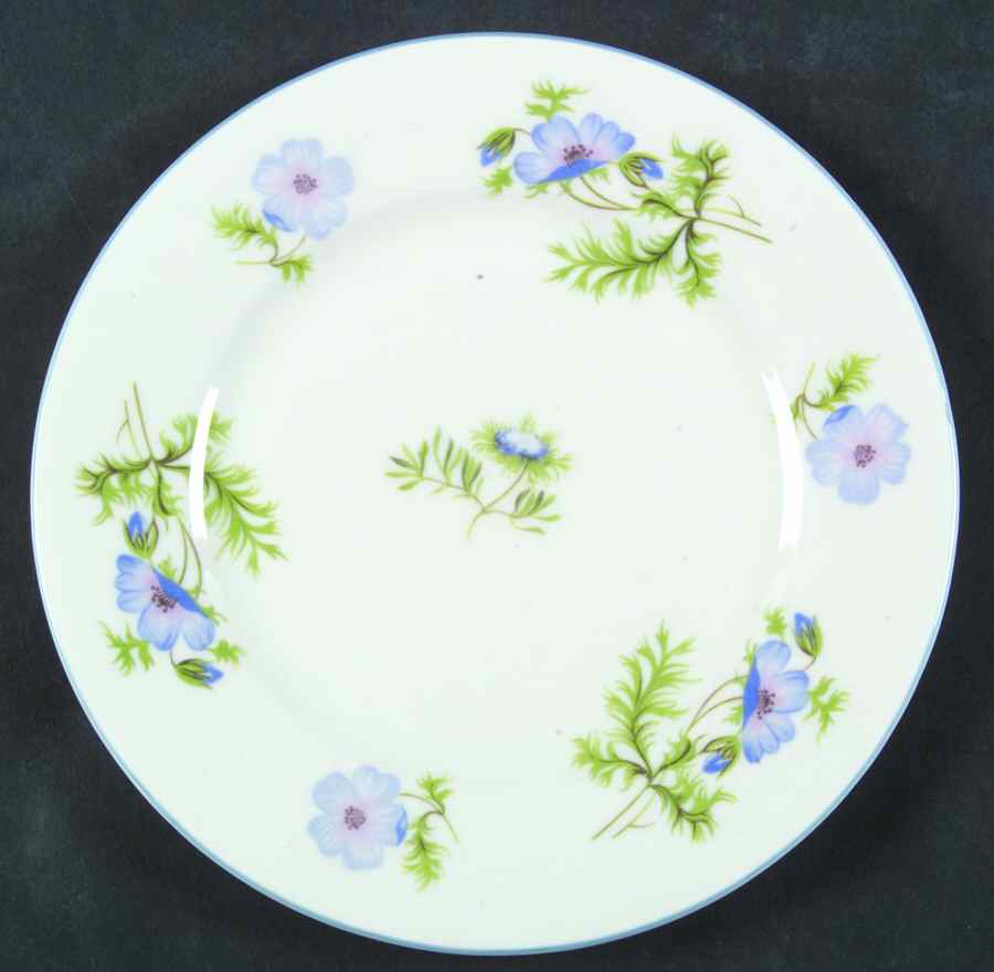 Blue Poppy (Smooth Edge) Bread & Butter Plate by Shelley-1