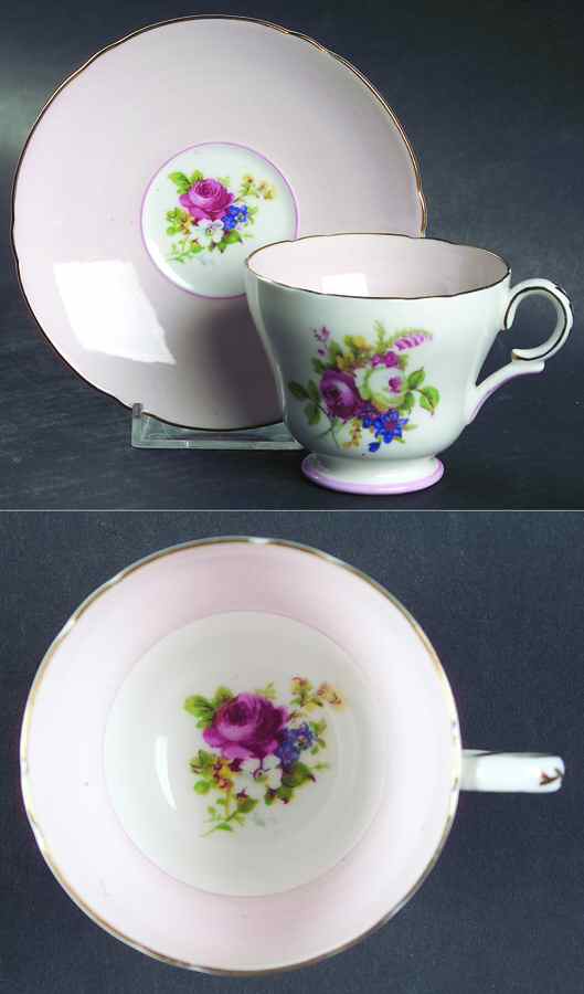 Hulmes Rose Pink Footed Demitasse Cup & Saucer Set by Shelley-1