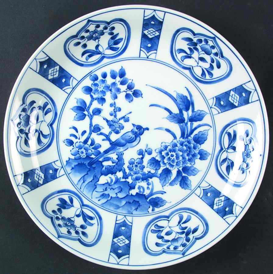 Japanese Blue & White Dinner Plate by Sadek-1