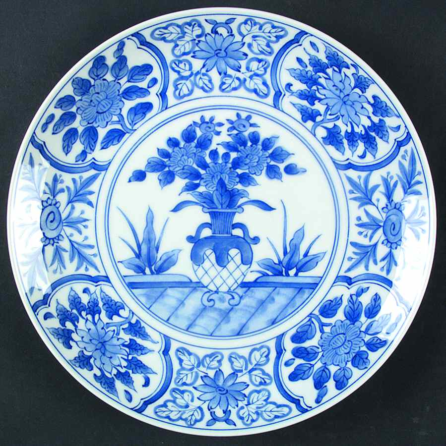 Japanese Blue & White Dinner Plate by Sadek-1