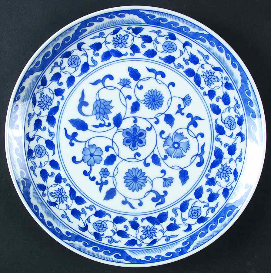 Japanese Blue & White Dinner Plate by Sadek-1