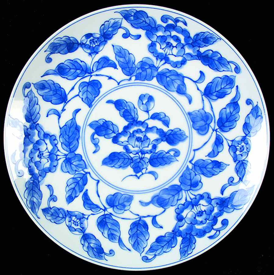Japanese Blue & White Dinner Plate by Sadek-1
