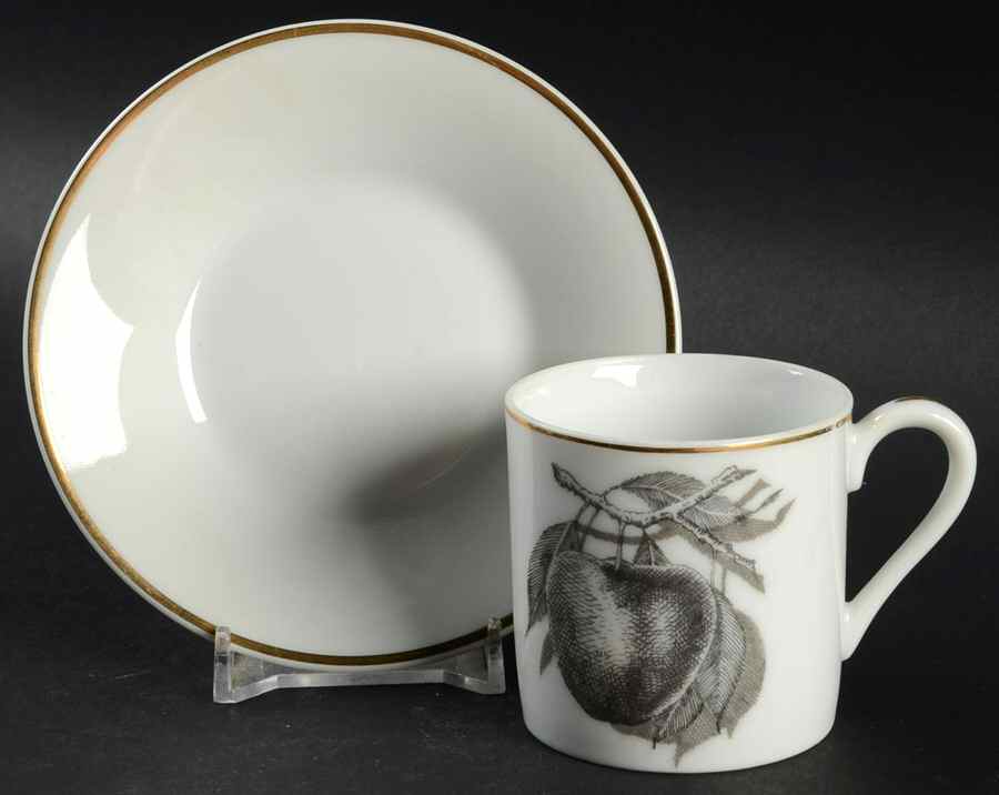 Golden Fruit Flat Demitasse Cup & Saucer Set by Shafford-1