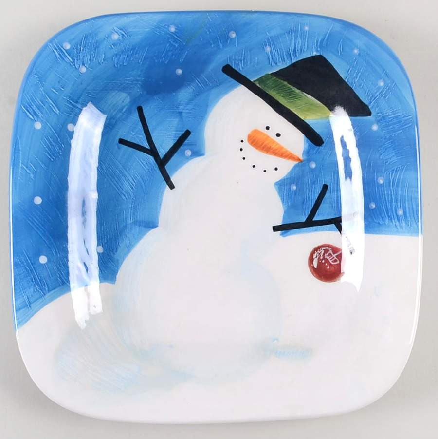 Cherry Snowman Square Salad Plate by Sakura-1