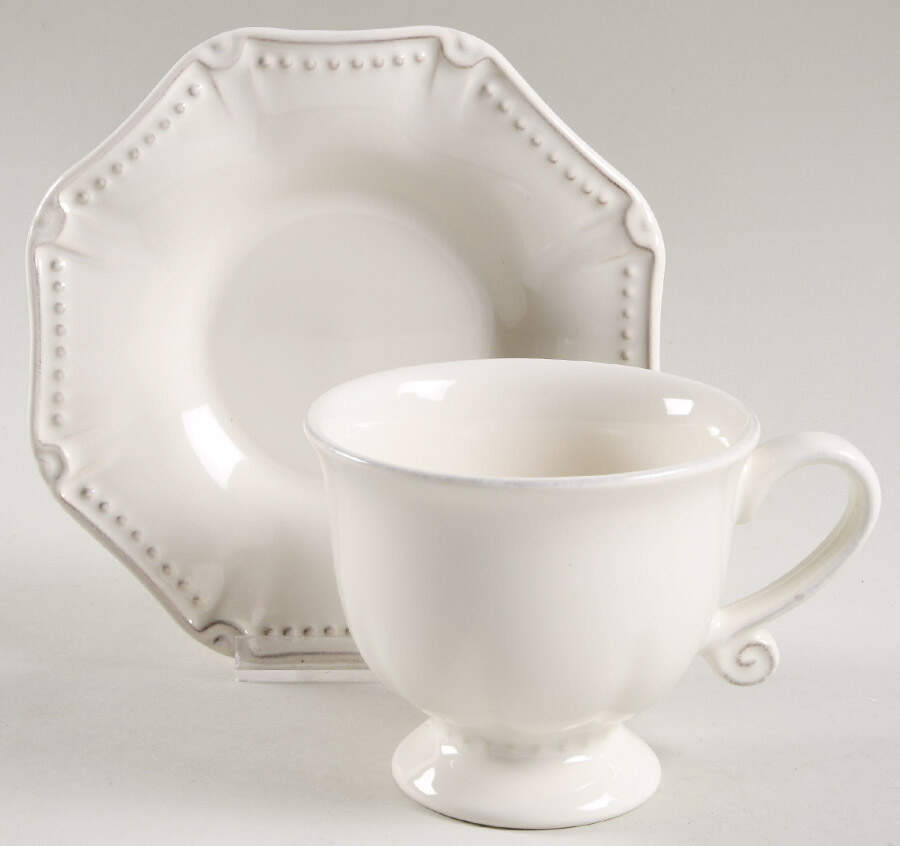 Isabella Ivory Footed Cup & Saucer Set by Skyros-1