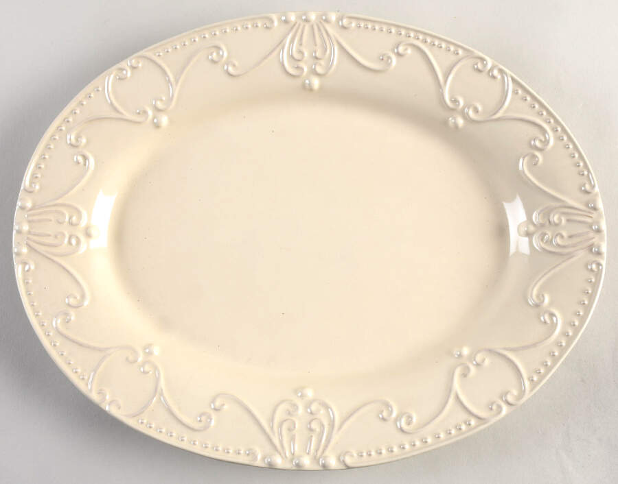 Isabella Linen 14" Oval Serving Platter by Skyros-1