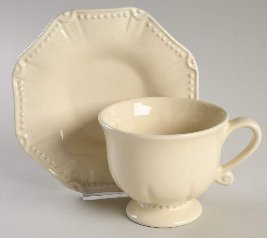 Isabella Linen Footed Cup & Saucer Set by Skyros-1