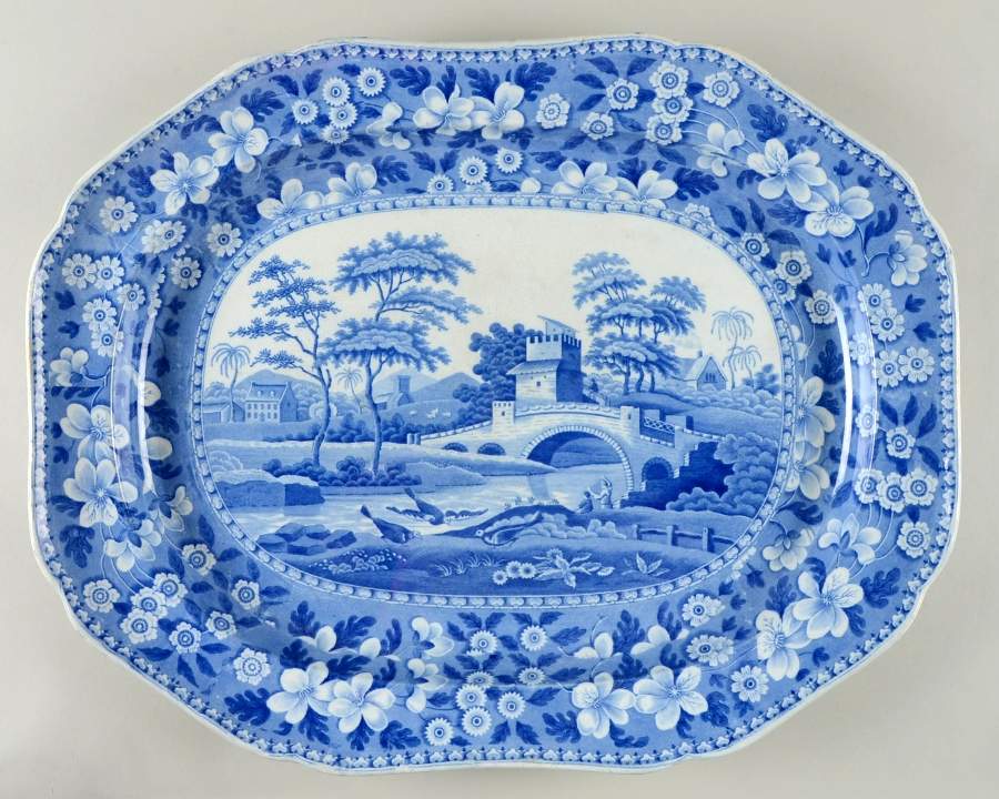 Tower Blue (Light Blue) 22" Oval Serving Platter by Spode-1