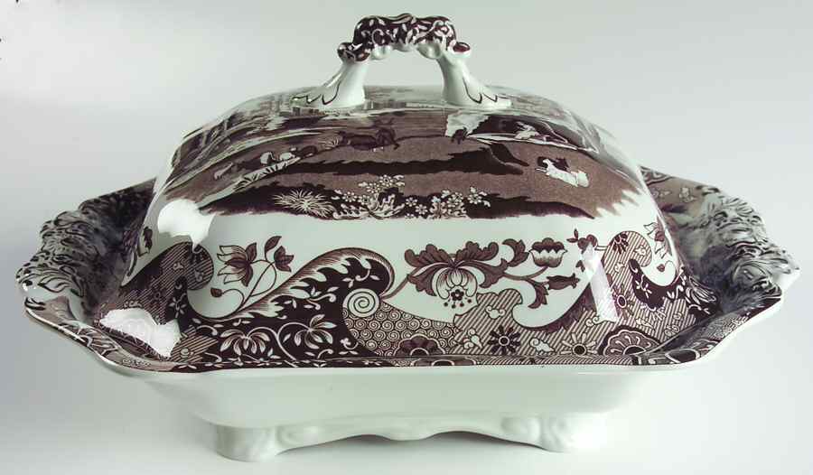 Italian Brown Rectangular Covered Vegetable by Spode-1