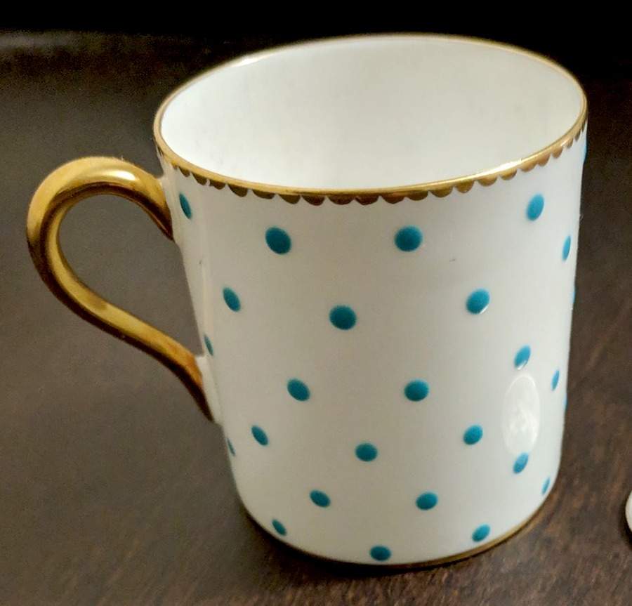 Polka Dot Turquoise Flat Demitasse Cup by Shelley-1