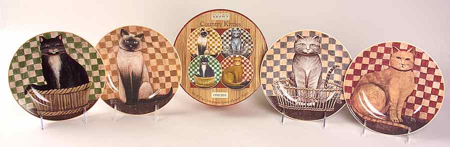 Country Kitties Salad/Dessert Plate - Set of 4 Boxed by Sakura-1