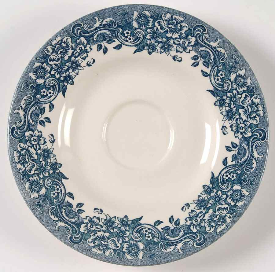 17th Century Blue Saucer by Staffordshire Engraving-1