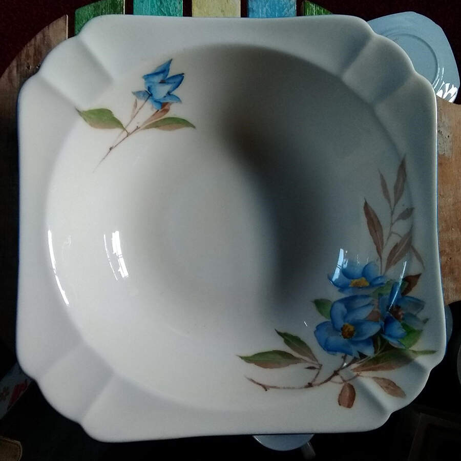 Syringa Blue 9" Square Vegetable Bowl by Shelley-1