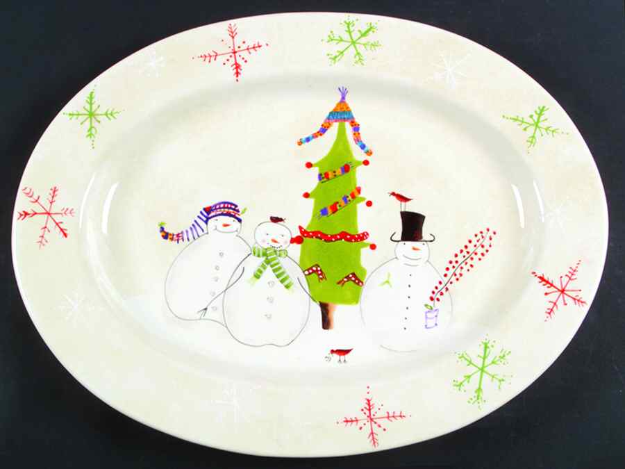 Snowmates Cream 18" Oval Serving Platter by Sakura-1