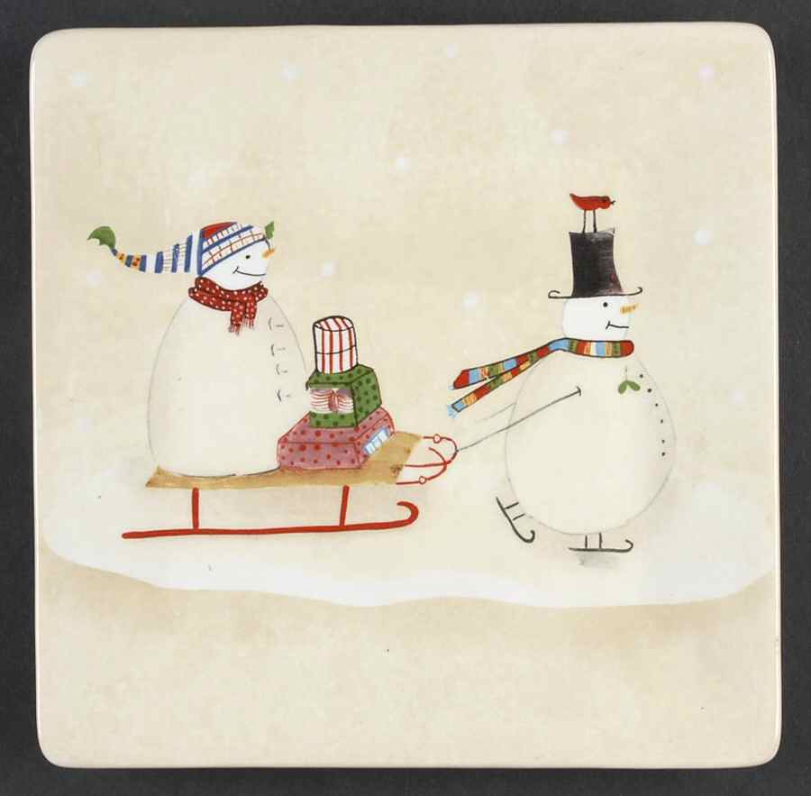 Snowmates Cream Square Salad Plate by Sakura-1