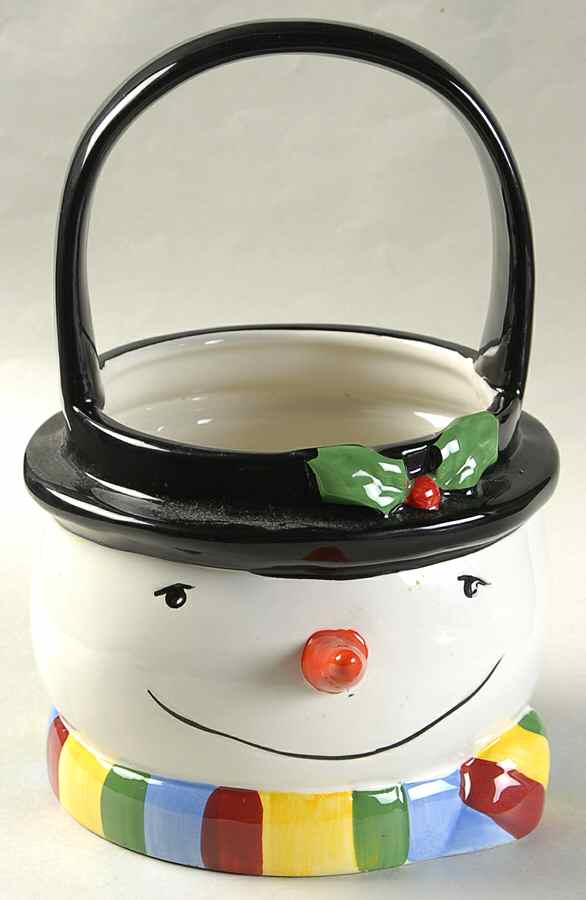 Snowmates Cream Figural Basket with Handle by Sakura-1